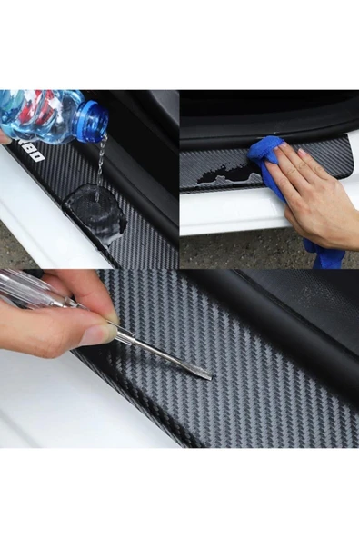 Ftmoto  Seat Leon İçin Uyumlu Aksesuar Oto Bagaj Ve Kapı Eşiği Sticker Seti Karbon - 5