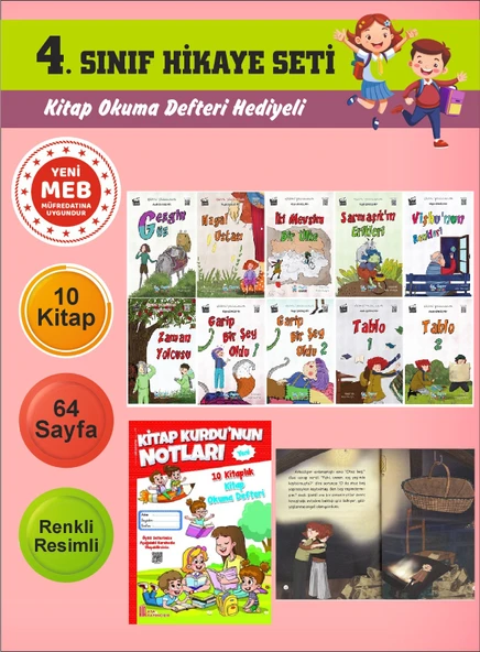 4.Sınıflar İçin Okumayı Sevdiren 10 lu Hikaye Seti (Kitap Okuma Defteri Hediyeli) ürün görseli 1