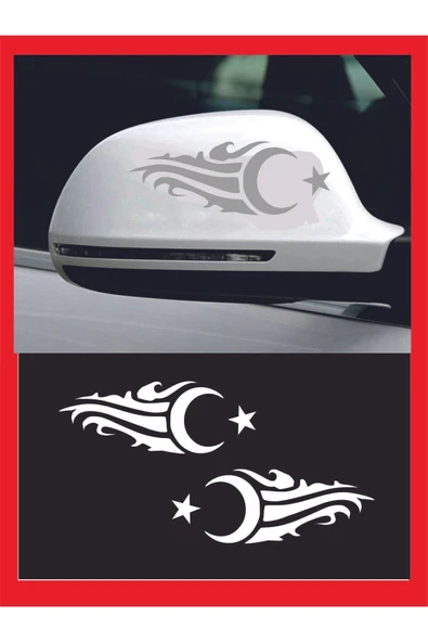 Ftmoto  Ayna Ay-Yıldız Sticker Sağ-Sol 2 Adet 20*7 Cm