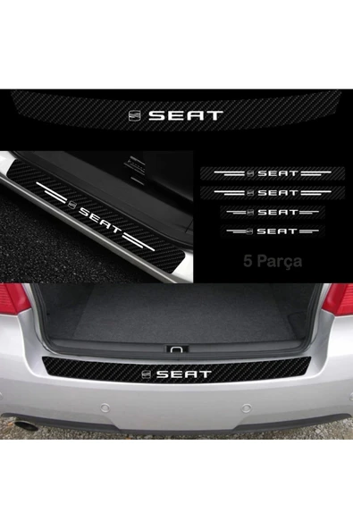 Ftmoto  Seat Toledo İçin Uyumlu Aksesuar Oto Bağaj Ve Kapı Eşiği Sticker Set Karbon - 1
