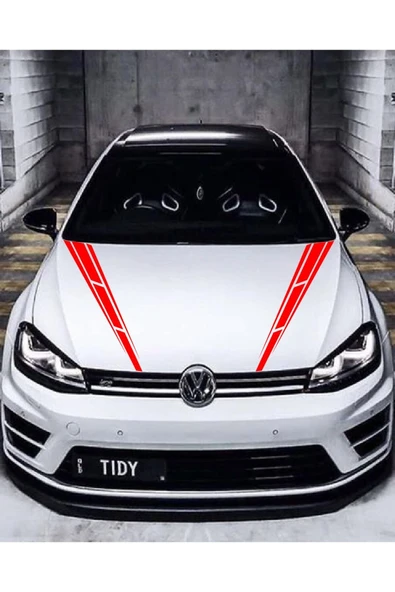 Ftmoto  OTO&ARAÇ Kaput Sticker Çift Şerit 2 PARÇA Kırmızı 10*60 CM Boyut