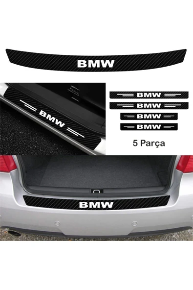 Ftmoto  Bmw M Için Uyumlu Aksesuar Oto Bağaj Ve Kapı Eşiği Sticker Set Karbon