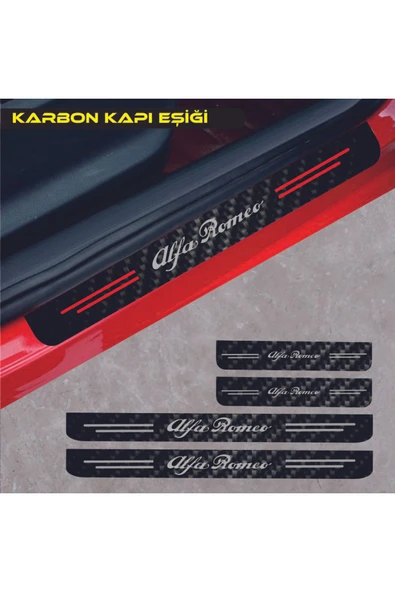 Ftmoto  Alfa Romeo 164 İçin Uyumlu Aksesuar Oto Kapı Eşiği Sticker Karbon 4 Adet
