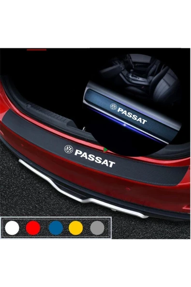 Ftmoto  Volkswagen Passat İçin Uyumlu Aksesuar Oto Bagaj Ve Kapı Eşiği Sticker Seti Karbon - 1
