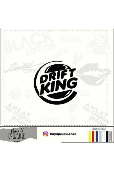 Ftmoto  Drift King İçin özel yeni uyumlu Aksesuar Oto Cam özel yeni sticker Siyah 20 Cm