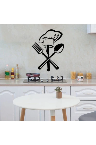 Ftmoto  Mutfak Duvar Aksesuar Siyah Çatal Bıçak Mutfak özel yeni sticker