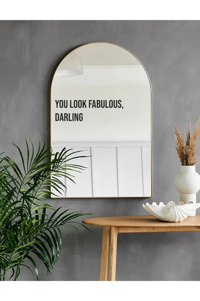 Ftmoto  You Look Fabulous Ayna özel yeni stickeri Siyah 37X12 cm