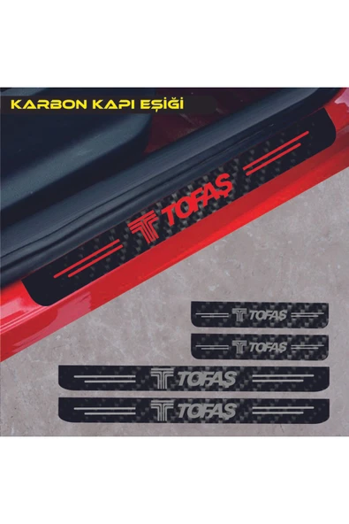 Ftmoto  Tofaş Doğan Uyumlu Oto Kapı Eşiği Sticker Karbon 4 Adet