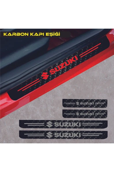 Ftmoto  Suzuki Swift Uyumlu Oto Kapı Eşiği Sticker Karbon 4 Adet