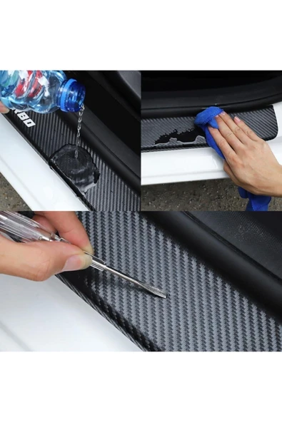 Ftmoto  Skoda Karoq İçin Uyumlu Aksesuar Oto Bagaj Ve Kapı Eşiği Sticker Seti Karbon - 5