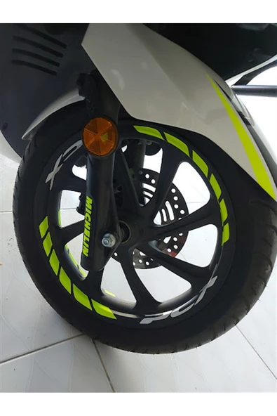 Ftmoto  Pcx Jant Neon Yeşil Ve Beyaz Renk Sticker Modeli