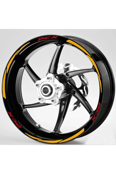 Ftmoto  PCX kırmızı yazılı Turuncu Jant Şeridi, Sticker