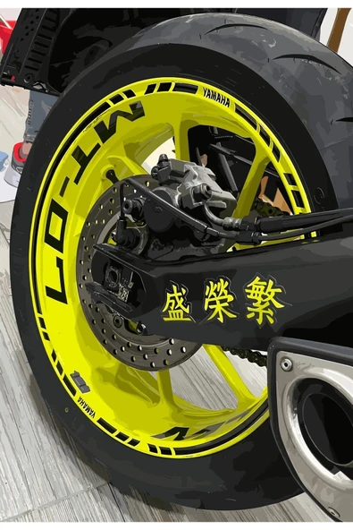 Ftmoto  YAMAHA MT 07 Uyumlu SİYAH JANT İÇİ YAZILI ŞERİTLİ STİCKEr