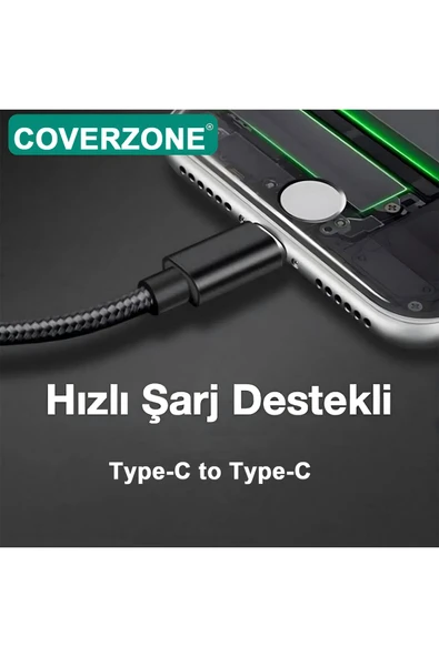 20cm Type-C to Type-C Kablo 60W 20V 3A Şarj Kablo USB C Örgü Quick PD Şarj Kablosu FT-UCA100S - 2