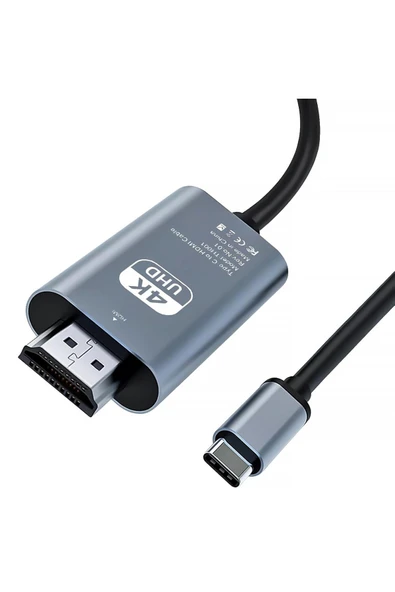 HDMI Çevirici USB C HDMI 4K 60Hz HDMI, 200cm USB C HDMI Adaptör Thunderbolt Type-C to HDMI 2 Metre