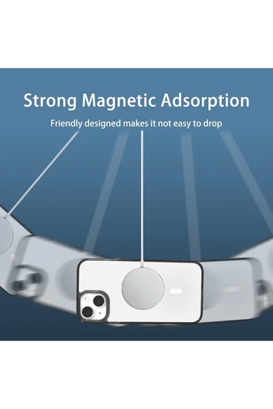 iPhone 14 ile Uyumlu Transparent Manyetik Magsafe ile Uyumlu Şeffaf Cristalclear Kılıf PMMA - Resim 4