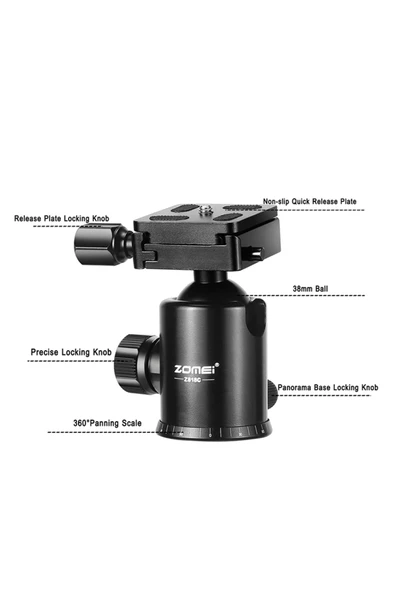 ZOMEI Z818C Profesyonel Taşınabilir Karbon Fiber Dijital Kamera ve Kamera Tripod Monopod Stant - 5