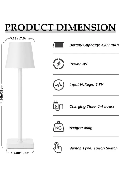 38cm Modern Masa Lambası Oturma Odası Başucu Lambası Restoran Bar Kitap Okuma Işığı LMP5 - 2