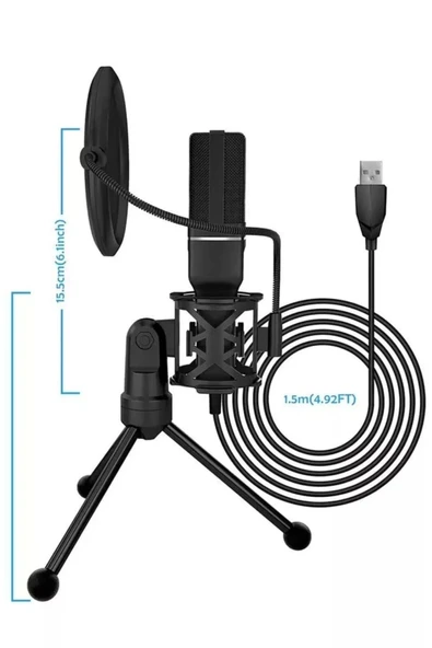 Stüdyo Mikrofon 50hz-16khz Kayıt Condenser Masaüstü Yayın Pc Oyun Mikrofonu Sf-777 - 3