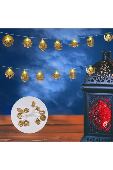 280 Cm Led Işıklı 10'lu Ramazan Temalı Işık Zinciri Dekoratif Fişli Aydınlatma - 3