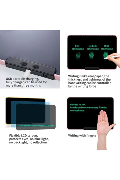 Yazı Tableti Xl Büyük Boy 21 Inç Lcd Çift Taraflı Eğitim Öğrenme Aracı Yazı Tahtası 46x30cm Xlb-21 - 5