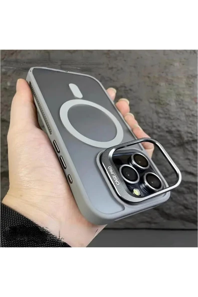 iPhone 12 ile Uyumlu Kamera Lens Aparatlı Stand Olabilen Magsafe ile uyumlu  Magnetic - 5