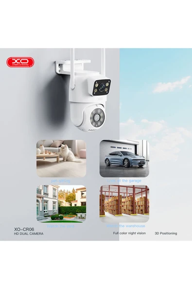 CR06 Dual Lens 360° Dönüşümlü Kablosuz Güvenlik Kamerası,2.4G Wi-Fi,Yüksek Çözünürlük,Gece Görüşlü - 3