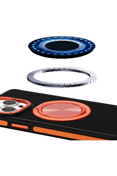 iPhone 16 ile uyumlu Kılıf Magsafe ile uyumlu Stand Olabilen 360° Dönen Halka Tutuculu Already Case - Resim 2