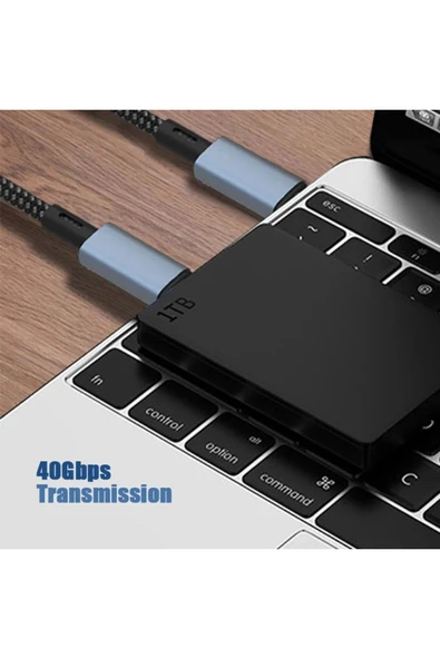 40Gbps 240W 4.0 Thunderbolt Type-C to Type-C Şarj Data ve 8K 60Hz Görüntü Aktarım Kablosu 50cm ZR848 - 5