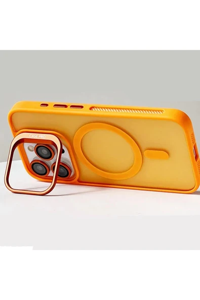 iPhone 12 ile Uyumlu Kamera Lens Aparatlı Stand Olabilen Magsafe ile uyumlu  Magnetic - Resim 4