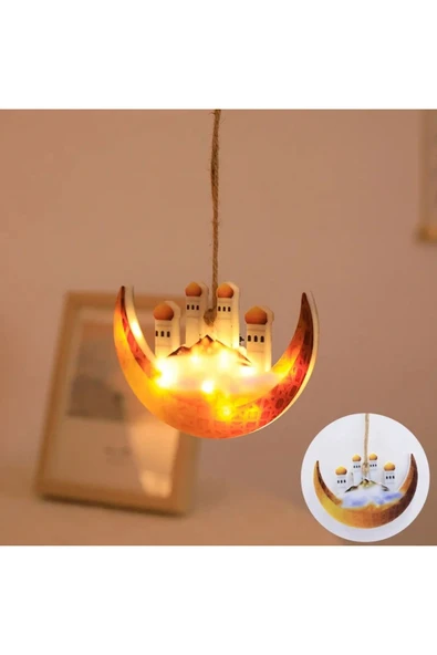 4 metre Led Işıklı 5'li Minare ve Yıldız Işık Zinciri Dekoratif Fişli Aydınlatma Süs Ramazan Temalı - 2