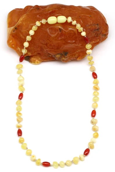 Damla Kehribar - Akik Doğal Taş Bebek Diş Kolye - 34 cm