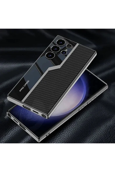 Galaxy S24 Ultra ile uyumlu Lüks Metal Görünümlü Kamera Koruma Carbon MagSafe ile uyumlu - 6
