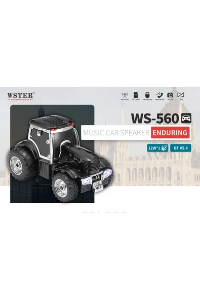 Traktör Temalı Radyo Taşınabilir Bluetooth Speaker Ve Hoparlör USB AUX TF Kart Girişli WS-560 - 4