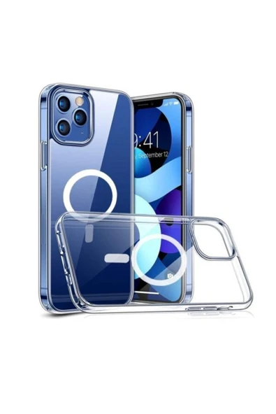 iPhone 11 Pro ile Uyumlu Transparent Manyetik Magsafe ile Uyumlu Şeffaf Cristalclear Kılıf PMMA