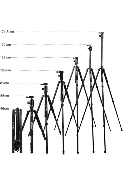ZOMEI Z818C Profesyonel Taşınabilir Karbon Fiber Dijital Kamera ve Kamera Tripod Monopod Stant - 2