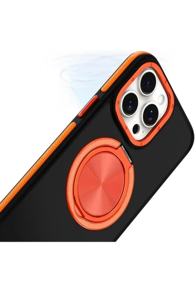 iPhone 16 Pro Max ile uyumlu Kılıf Magsafe ile uyumlu Stand Olan 360° Halka Tutuculu Already Case - Resim 4