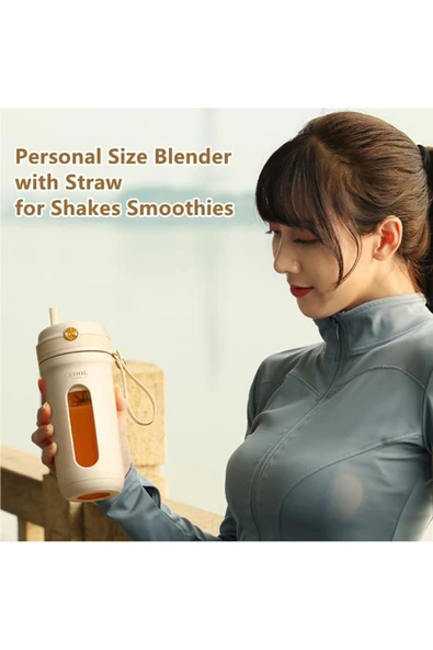 350ML Taşınabilir Blender, Kişisel Blender Şişesi, 10 Bıçaklı Samanlı Sallar ve Smoothie Maker ZH004 - Resim 2