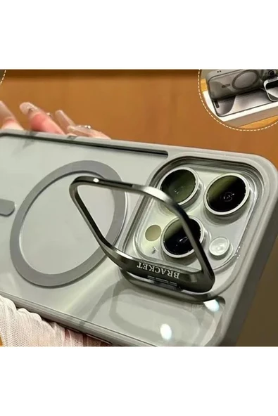 iPhone 12 ile Uyumlu Kamera Lens Aparatlı Stand Olabilen Magsafe ile uyumlu  Magnetic - 6