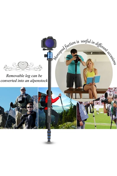 ZOMEI Z818C Profesyonel Taşınabilir Karbon Fiber Dijital Kamera ve Kamera Tripod Monopod Stant - 4