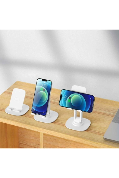Katlanabilir Stant Business Model ABS + Silikon Materyal Tablet Akıllı Telefon Standı S118 - 4