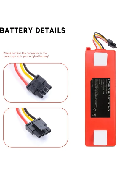 Roborock S50 / S51 / S55 ile Uyumlu Muadil Batarya 6500mAh 93.60Wh 14.4V Pil - 4