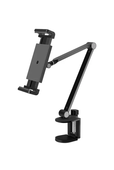 Telefon ve Tablet Tutucu iPad Uyumlu Masa Kenarına Kıskaç Alüminyum Gövde 43cm Kol Uzunluğu MK43 - 2