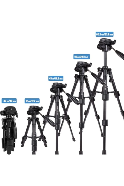 Zomei Q100 Tam Profesyonel Tripod Kaliteli Alüminyum Taşınabilir Tripod Bluetooth Kumandalı - 4