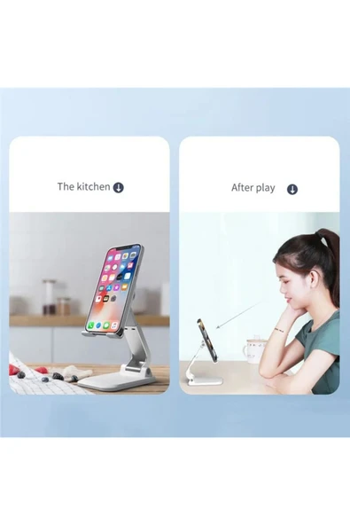 Katlanabilir Stant Business Model ABS + Silikon Materyal Tablet Akıllı Telefon Standı Q7-L - Resim 5