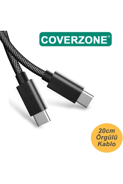 20cm Type-C to Type-C Kablo 60W 20V 3A Şarj Kablo USB C Örgü Quick PD Şarj Kablosu FT-UCA100S - 4