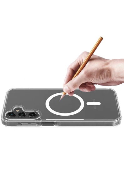 Samsung Galaxy S24 Plus ile Uyumlu Manyetik Magsafe ile Uyumlu, CrystalClear Telefon Kılıfı PMMA - Resim 6
