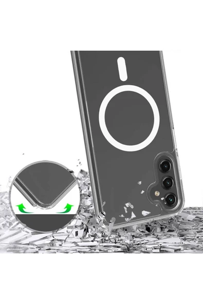 Samsung Galaxy S22 Plus ile Uyumlu Manyetik Magsafe ile Uyumlu, CrystalClear Telefon Kılıfı PMMA - Resim 4