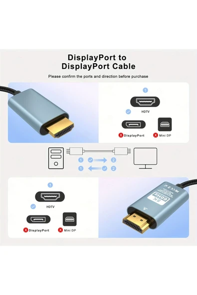 HDMI to HDMI Kablo, 8K 60Hz 200cm Yüksek Hızlı, HDMI Kablo 2 Metre ZR860 - 6