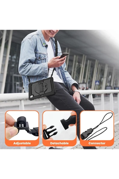 iPad Air 13 inç M2 2024 için Kılıf (Model: A2899) Tam Koruma Darbe Emici - Resim 7